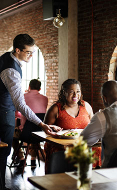 serving customers in a restaurant