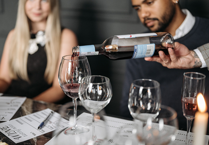 wine tasting with multiple glasses